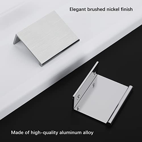 Rergy 10 Pack 1-5/16" Cabinet Pulls Brushed Nickel Finger Pulls for Cabinet - color: Brushed Nickel, size: Hole Center: 1.3in(33mm)
