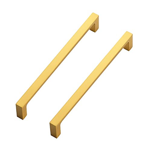 Ravinte Brushed Brass Solid Pulls Cabinet Handles 6-1/4 Inch 5 Pack - size: 6-1/4 Inch Hole Center