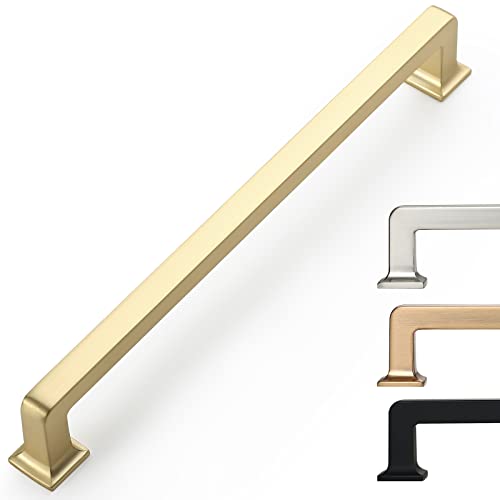 9BUILD 10 Pack 7.5 Inch Brushed Brass Cabinet Pulls,Kitchen Hardware - color: Brushed Brass, size: 7.5"/192MM Hole Center