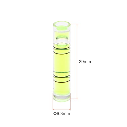 HARFINGTON 6pcs Small Cylindrical Bubble Level Vials 6.3x29mm PMMA Mini Horizontal Bubble Spirit Level Measuring Layout Tools for RV TV Picture Frame Hanging Tool Leveler - size: 6.3x29mm