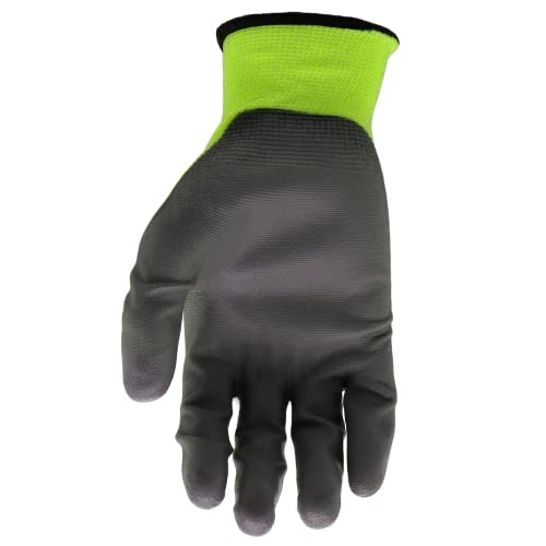 Boss Men's High Visibility Nitrile Coated Work Gloves, 5-Pack, High Dexterity, Enhanced Grip, Abrasion Resistant, Water Resistant, Large, Green/Black, (B31211-L5P)