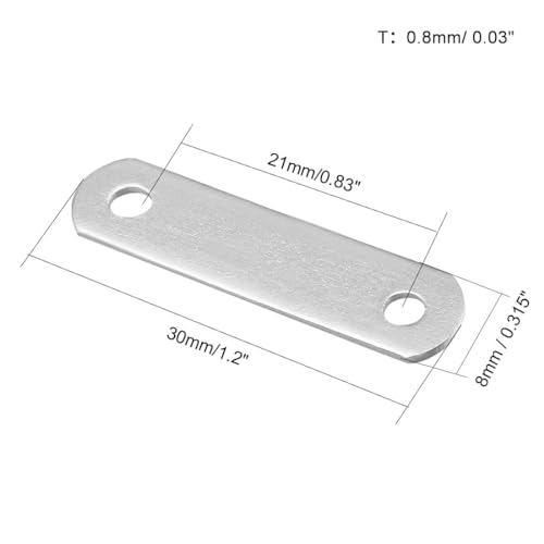 uxcell Repair Plate, 30mmx8mm, Flat Fixing Mending Corner Brace Bracket Connector, Pack of 50 - size: 30mm x 8mm
