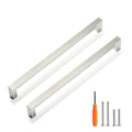 Cabinet Pulls Brushed Nickel Cabinet Handles Square Drawer Pulls, 10 Pack 10 Inch Stainless Steel Kitchen Door Cupboard Cabinet Handles, Cabinet Hardware Drawer Handles, 256mm Hole Centers - color: Brushed Nickel, size: Two Hole - 10 inch Hole Centers(256