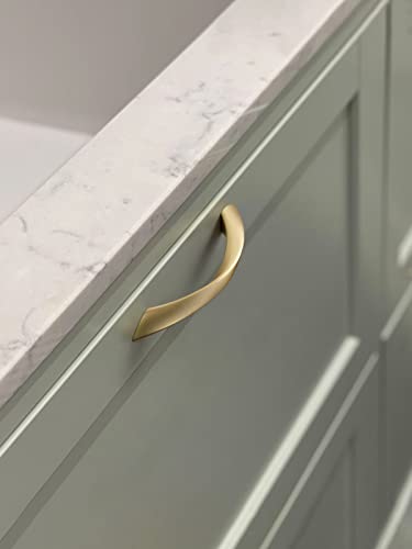 Brushed Gold Cabinet Pulls 5 Inch Arch Twisted Brass Handles Drawer Kitchen Cupboard Bathroom Dresser Cabinet Hardware Zinc Alloy 10 Pack - color: Brushed Gold, size: 5 Inch Hole Centers