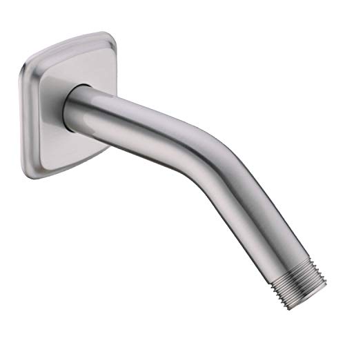 TRUSTMI Angled Shower Arm with Flange 6 Inch Stainless Steel Stream Shower Head Replacement Pipe Wall Mounted Extension Arm, Brushed Nickel - color: Brushed Nickel