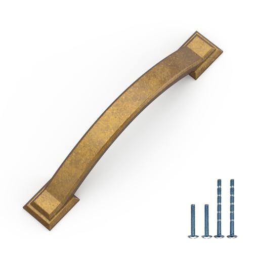 10 Pack Antique Brass Cabinet Pulls 3.75 Inch Kitchen Cabinet Handles - color: Antique Brass, size: 3.75 inch（96mm）, style: 10 Pack