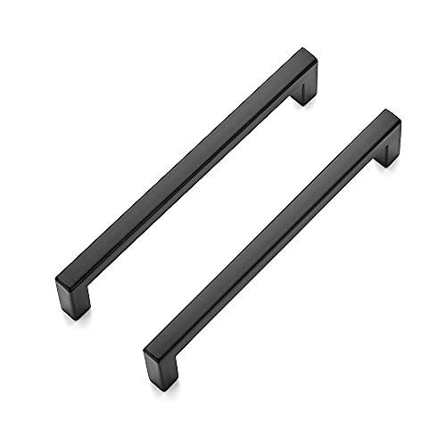 Ravinte Matte Black Cabinet Handles Solid Cabinet Pulls, 5 Inch CC, 10 Pack - color: Black, size: Flat Black 5" Hole Center