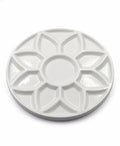 7 Inch Ceramic Watercolor Palette, Round White Flower Paint Tray