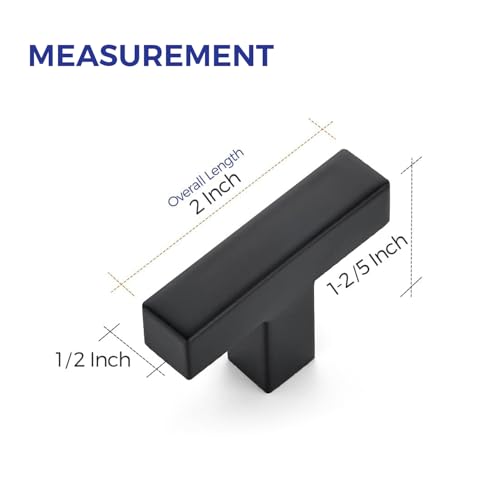 Ravinte 10 Pack Black Square Bar Cabinet Knobs 2 Inch Kitchen Handles - color: Black