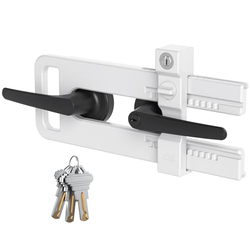 AST French Door Lock for Double Doors, Adjustable, 3 Brass Keys, Key Differ - style: Matte White with Keyed Differ