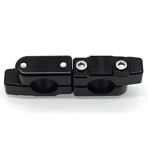 MZS Motorcycle Handlebar Mirror Mount Clamp, Aluminum 7/8 Handlebar Clamps 10MM Thread Holder Black for Motorbike Street Bike ATV Snowmobile Scooter Moped