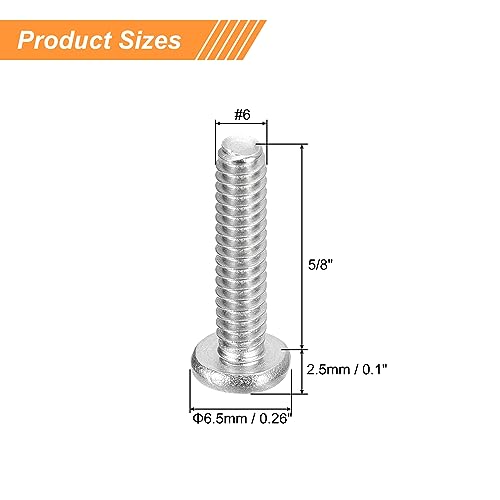 uxcell #6-32x5/8 Pan Head Machine Screws, 304 Stainless Steel 18-8 Screw, Phillips Drive, Fully Threaded, Bright Finish, Pack of 25 - size: #6-32x5/8"