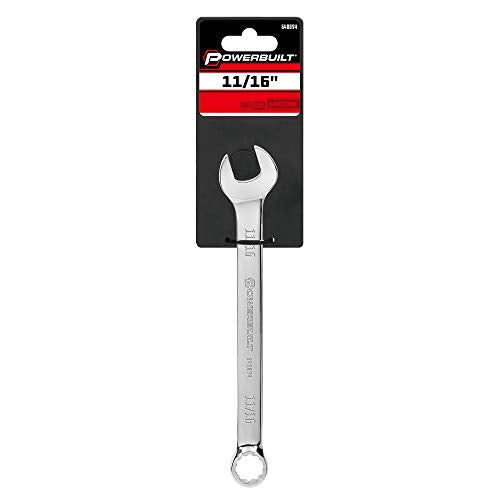 Powerbuilt 11/16-Inch SAE Combination Wrench, 12 Point Double Ended Box and Open End, 15 Degree Offset Polished - 640894 - size: 11/16"