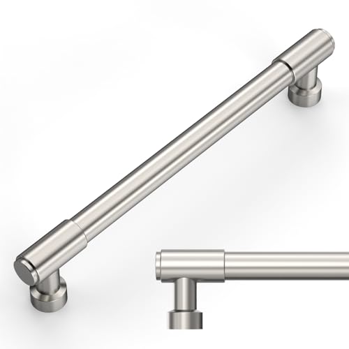 Amerdeco 10 Pack Brushed Satin Nickel Cabinet Pulls 6.3 Inch(160mm) Hole Center Drawer Pulls Cabinet Hardware Kitchen Cabinet Handles for Bathroom ZH0075 - color: Brushed Satin Nickel, size: 6.3"/160MM Hole Center