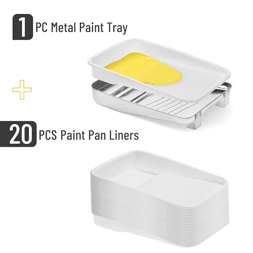 Bates 9 Inch Paint Tray Liners - 21 pcs, One Metal Tray with 20 Plastic Liners (Pack of 3) - size: 9 Inch, 21 pcs (Pack of 3)