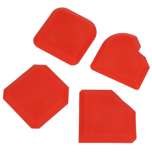 Caulking Tool Kit, 4Pcs Silicone Applicator Tool, Portable Sealant Scraper, Caulk Remover Tool Set for Glass Glue Smoothing Finishing Cleaning Sealing, Easy to Use, Red