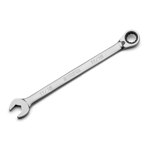 Capri Tools 11/16 in. 120-Tooth Ultra-Smooth Reversible Ratcheting Combination Wrench, XL Long Series, SAE, 12-Point - size: 11/16"