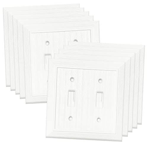 Modern Decorative Wall Plate Retro Wood Grain design Switch Cover Outlet Cover for Light Switch, Smart Switch, Dimmer, GFCI, USB Outlet (Double Toggle 10-Pack) - size: Double Toggle 10-Pack