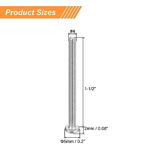 uxcell #4-40x1-1/2 Pan Head Machine Screws, 304 Stainless Steel 18-8 Screw, Phillips Drive, Fully Threaded, Bright Finish, Pack of 25 - size: #4-40x1-1/2"