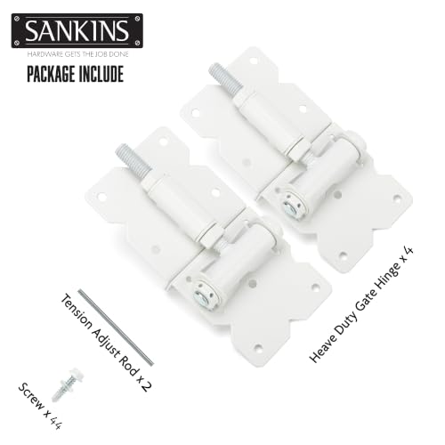 Self Closing Gate Hinges Heavy Duty, 90 Degree Adjustable, 4Pcs - color: White(2pcs)