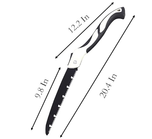 Folding Saw with Rubber Handle, 20.4 Inch Manganese Steel SK-5 Blade Pruning Saw for Hunting, Gardening, Camping and Trimming (blade 27cm) - size: blade 27cm