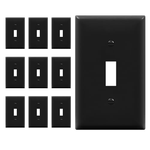ENERLITES Toggle Light Switch Wall Plate, Gloss Finish, Standard Size 1-Gang 4.50" x 2.76", Unbreakable Polycarbonate Thermoplastic, 8811-BK-10PCS, Glossy Black, 10 Pack - color: Black, size: 10 Pack