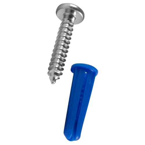 Skywalker Conical Anchor Kit 100-Pack – #8-1" Pan Head Screws with Blue Plastic Anchors & 3/16" Drill Bit – Wall Anchor Set – Made in USA - size: #8