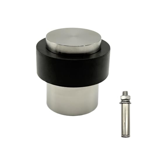 Floor Door Stopper, Wall Protection Heavy Duty Solid 304 Stainless Steel Cylindrical Door Stop with Rubber, 1 Pack, Silver - color: Silver