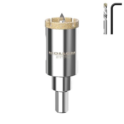MOLLOM 1-3/128" (26mm) Diamond Hole Saw with 2 Pilot Drill Bit - size: 26mm | 1-3/128", style: Single Pack