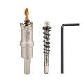25/32"(20mm) Tungsten Carbide Tipped Hole Saw with 2Pcs Titanium-Plated Pilot Drill Bits for Hard Metal,Stainless Steel,Iron,Aluminum Alloy,Wood and Plastic - size: 20mm | 25/32"
