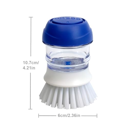 CELOX 2 Pack Dish Brush with Soap Dispenser for Kitchen Cleaning, Kitchen Brush for Dish Pot Pan Sink Cleaning - color: White and Blue Brush