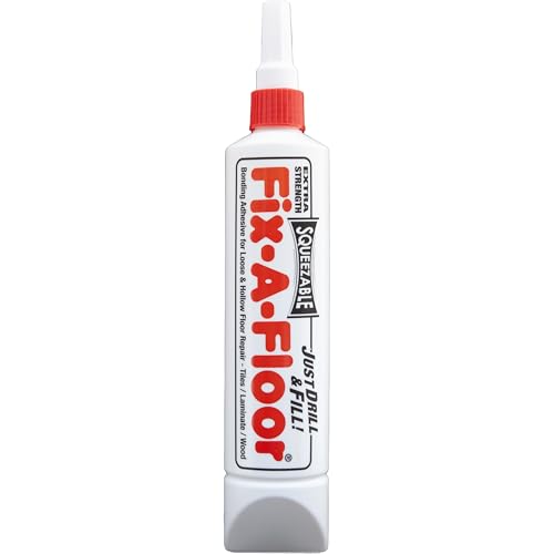 The Original Fix-A-Floor Squeezy All-in-One Repair Adhesive for Loose, Hollow, Creaky Tiles & Wood. Just Drill & Fill! Easy Squeezy! Made in The USA!