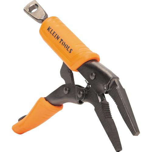 Klein Tools 38610 Locking Plier, Long Nose with Lever Release Handles, High Torque, Ideal for Tight Spaces, 4-Inch - style: 4-In Long Nose