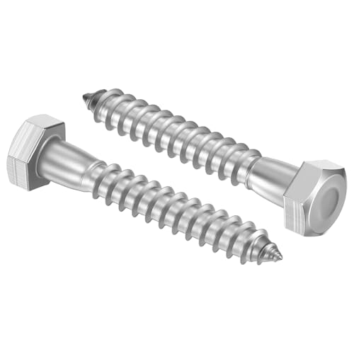 25 Pcs Hex Head Lag Screws 5/16"x2" SS 18-8 (304) Lag Bolts - color: Silver, size: 5/16"x2"