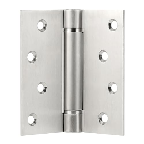 Self Closing Door Hinges, 4x4 Inch 304 Stainless Steel Spring Type, 2 Pack - style: S hole - Square