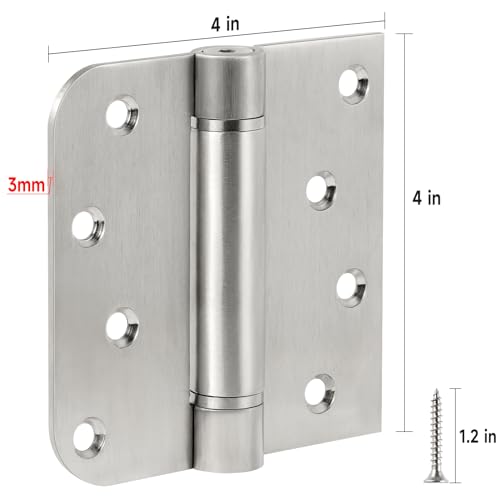 4" Self Closing Door Hinges 2 Pack, 304 Stainless Steel Adjustable Tension - style: S hole - Square&Round