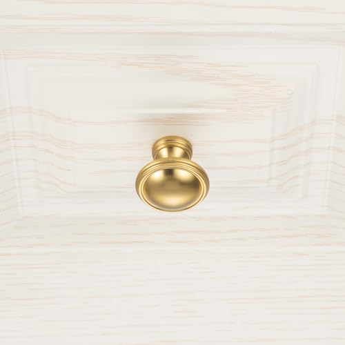KOOFIZO 30 Pack Brushed Gold Cabinet Knobs Round Single Hole Pulls K30 - color: Brushed Gold, size: Knob 1 - 30Pcs
