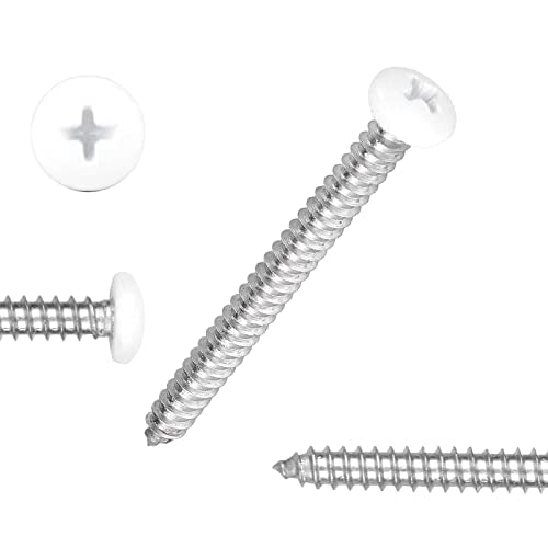 QISHENG 110 PCS #6 White Painted Phillips Pan Head Wood Screws Assortment Set, Stainless Steel 304 Fastener Kit for Cabinetry & Woodworking - size: #6 Set