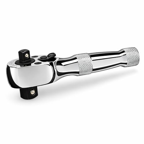 Powerbuilt Stubby Ratchet, Dual Head Ratchet, 1/4 Inch and 3/8 Inch Drive, Reversible Switch, 72 Tooth, Small Tight Space - 640931 - style: 1/4" and 3/8" Dual Head
