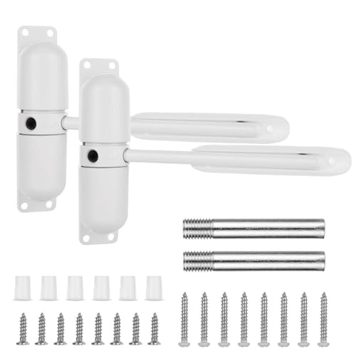 2PCS Automatic Door Closer for Home, Heavy Duty Zinc Alloy Auto Door Closer with Spring Tension, Self-Closing Safety Hardware for Interior Doors, White (2-Pack)