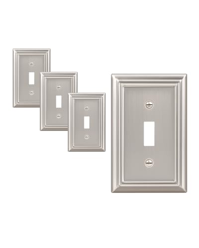 DEWENWILS Metal Wall Plate, Single Toggle Switch Cover, Brushed Nickel - color: Brushed Nickel, size: 1 Toggle 4PK