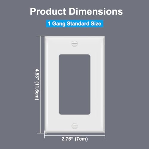 BESTTEN 40 Pack Decorator Wall Plates 1-Gang Electrical Cover Plate, White - size: 1 Gang 40PK
