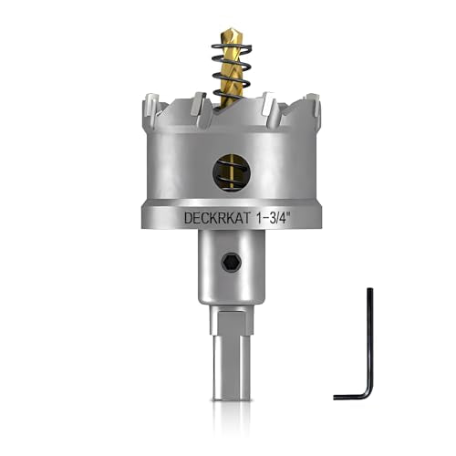 DECKRKAT 1-3/4" TCT Hole Saws for Hard Metal, Heavy Duty 45mm Tungsten Carbide Tipped Hole Cutters Set with Spring-Loaded Pilot Drill Bits for Stainless Steel, Metal, Iron, and Plastic. - size: 1-3/4" (45mm) X 1Pcs