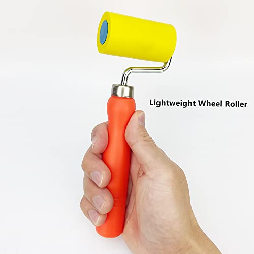 Umaki Soft Sponge Seam Roller, Vehicle Vinyl Wrap Wheel Roller, Enhancing Stickiness Pressure Roller Tool for Car Wraps, Film Tinting or Wallpaper, with Lightweight Handle, Yellow, 1Pack