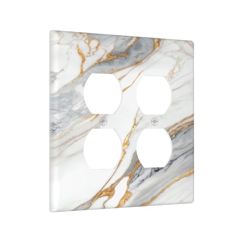 White Gray Gold Marble Light Switch Cover Decorative Wall Plate - color: 2 Gang Double Duplex Outlet