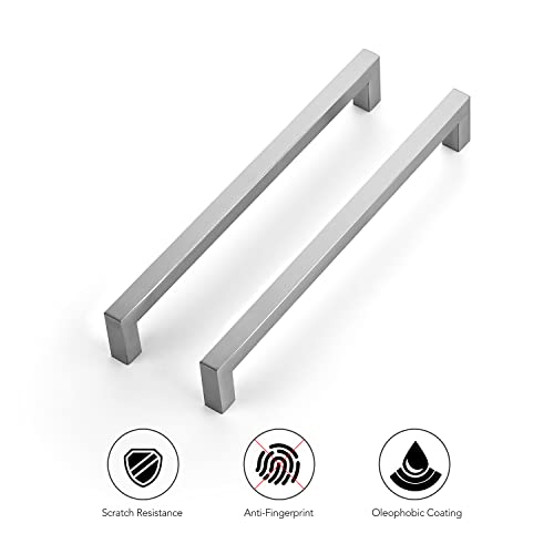 Ravinte Brushed Nickel Square Cabinet Handles & Pulls 8-4/5 Inch 10 Pack - size: 9-1/4 in (8-4/5 in Hole Center)