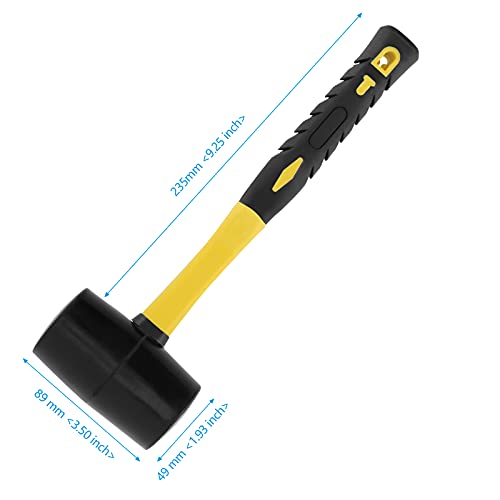 3 PCS 16 OZ Black Rubber Mallet Hammer, Rubber Mallet with Non Slip Handle for Camping, Woodworking and Flooring - size: 16oz