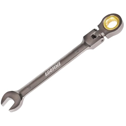 Egofine 10mm Ratchet Wrench Flex Head, 10mm Wrench Ratcheting Combination Wrenches Metric, Industrial Grade Gear Spanner with 12 Point Box End, 72-Teeth Ratchet Nickel Plating, Chrome Vanadium Steel - size: 10mm