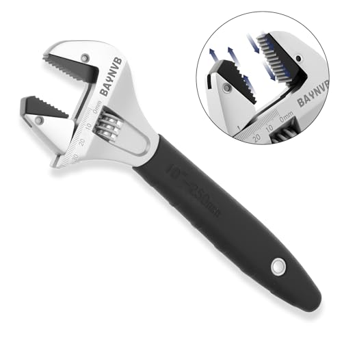 Adjustable Wrench 12 inch with Serrated Self-tightening Jaw, 43mm Wide Jaw Opening Wrench for Plumbing, Automotive, Industrial - size: 12 Inch