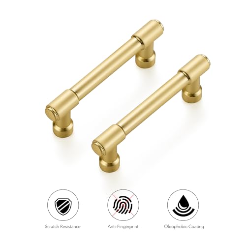 Ravinte Brushed Gold Kitchen Pulls Cabinet Handles 3 Inch 10 Pack - color: Brushed Gold, size: 3 Inches Hole Center
